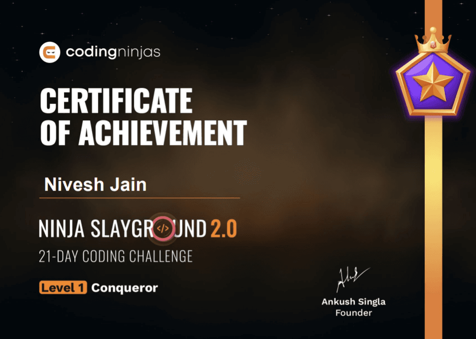 Nivesh Jain certificate - Digital Legacy Crafting